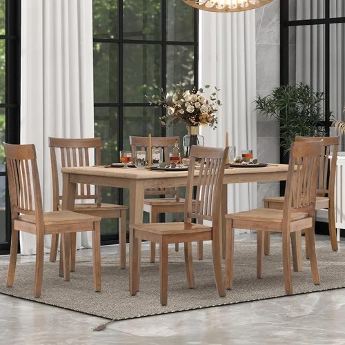 COLAMY Juego de 6 sillas de comedor de madera, silla auxiliar de cocina Windsor con respaldo alto, sillas de comedor de granja para cocina, comedor,