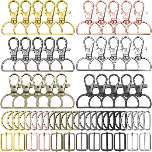 Paxcoo Llavero a granel con llavero giratorio con gancho en D y hebillas deslizantes para bolso de mano, bolso, hardware y manualidades (1 pulgada)