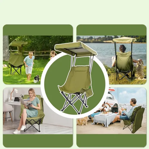 Miniatura 5 de Compatible for Portable Camping Chair with Shade Canopy Oversized Foldable Lightweight Chairfor Beach Outdoor Activities(Green 1P)