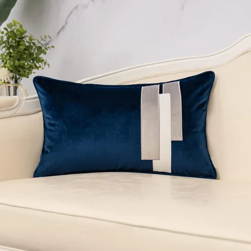 Miniatura 10 de Yangest Funda de Almohada Decorativa de Terciopelo Negro con Rayas Patchwork, Funda de Cojín Moderna de 18x18 Pulgadas para Sofá, Sillón