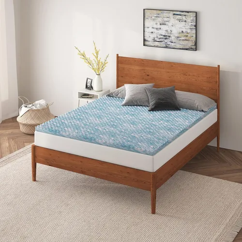 Miniatura 4 de NapQueen Cubrecolchón de espuma viscoelástica de gel refrescante de 1.5 pulgadas, certificado CertiPUR-US, tamaño individual, azul