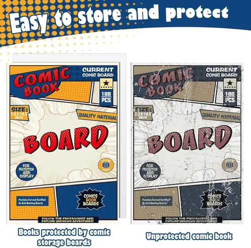 Miniatura 4 de Leffis 100 protectores para cómics, protectores de cómics de tamaño actual, protectores de cómics gruesos y duraderos de tamaño regular