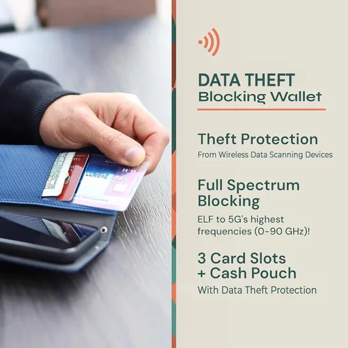 Miniatura 3 de SafeSleeve Funda de piel tipo cartera desmontable para iPhone 14 con bloqueador EMF para teléfono celular con 3 tarjeteros y soporte ajustable