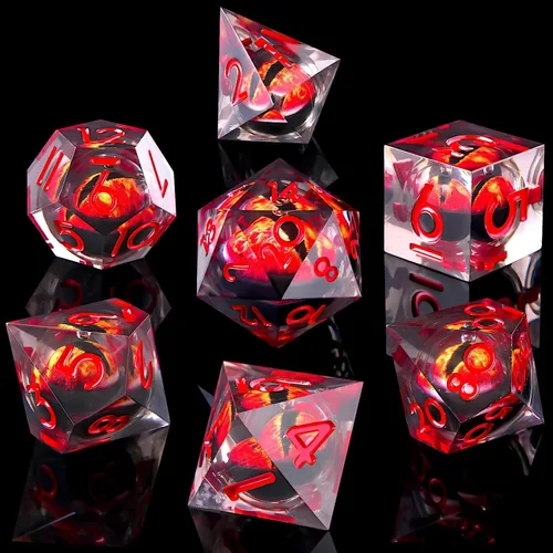 Miniatura 8 de DND Juego de dados de 8 piezas con ojo de dragón extra D20-Beholder's Eye Liquid Core Sharp Edge Resina poliédrica hecha a mano 2 × D20 D4 D6 D8 D10