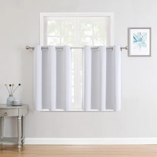 Miniatura 52 de ChrisDowa - Cortinas de cenefa pequeñas para cocina, cortinas cortas con ojales y aislamiento térmico para oscurecer la sala y habitación