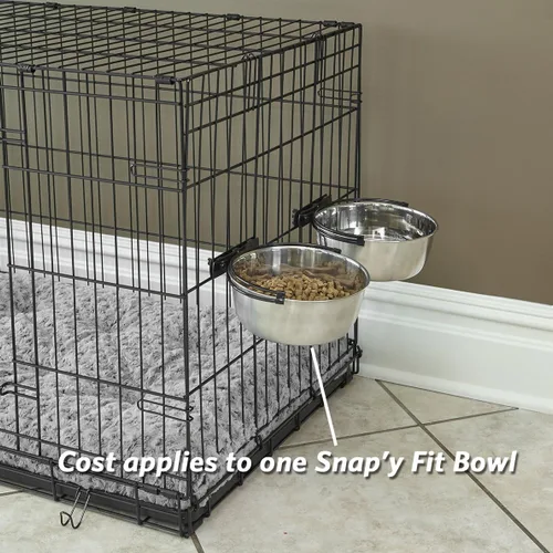 Miniatura 4 de MidWest Homes for Pets Snap'y Fit - Tazón de acero inoxidable para alimentos o agua, capacidad para 10 onzas, se monta en jaulas de alambre, diseño