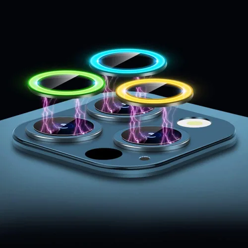 Miniatura 4 de Compatible con iPhone 11 Pro/11Pro Max/12 Pro Luminous Camera Lens Protector Ultra Thin Película de vidrio templado Protector de pantalla de cámara