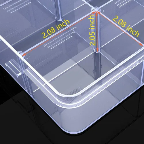 Miniatura 3 de Caja organizadora grande transparente, caja organizadora de 12 rejillas con divisores extraíbles para joyas, almacenamiento de cuentas, contenedor