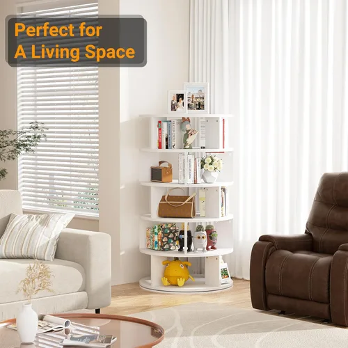 Miniatura 8 de Aheaplus Zapatero Giratório, Organizador de Zapatos de 5 Niveles de Madera para Clóset, Torre Giratoria de Zapatos de 360°, Estante de Blanco