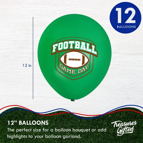 Miniatura 2 de Treasures Gifted Globos de fútbol – Paquete de 12 globos de helio de fútbol de 12 pulgadas – Decoraciones de fútbol – Suministros para fiestas