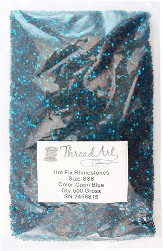 Threadart Diamantes de imitación calientes a granel Capri Blue - SS6 (0.079 in) - 72000 piedras - 500 unidades brutas a granel