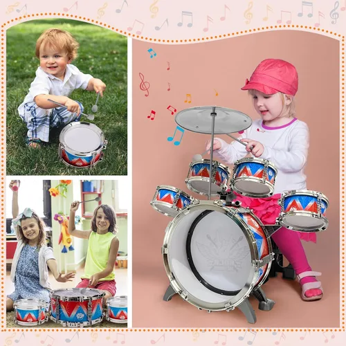 Miniatura 5 de Set de batería para niños pequeños de 3 a 5 años, kit de banda de jazz para niños, kit de rock, regalo perfecto de cumpleaños y Navidad - Juego