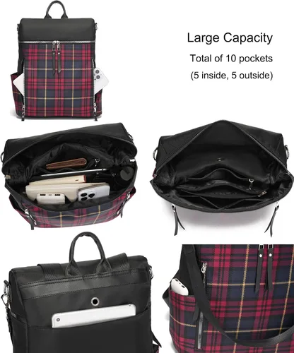 Miniatura 3 de zhongningyifeng Mochila para mujer, impermeable, ligera, a la moda, casual, de viaje, bolsa de hombro para mujer (negro, grande)