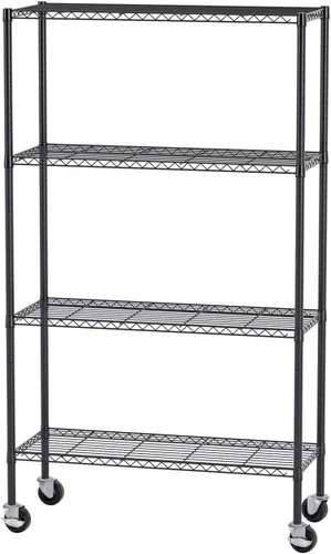 Miniatura 17 de FDW Estantes de almacenamiento ajustables, unidad de estantería de alambre de 5 niveles, estantes de metal resistente con ruedas, 14 pulgadas