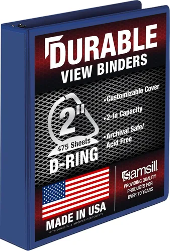 Miniatura 129 de Samsill Carpeta duradera de 1.5 pulgadas, fabricada en los Estados Unidos, carpeta de anillos en D, carpeta transparente personalizable, color rojo