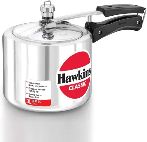 Olla a presión de aluminio Hawkin Classic CL15, pequeña, 0.4 galones, color plateado, Plateado