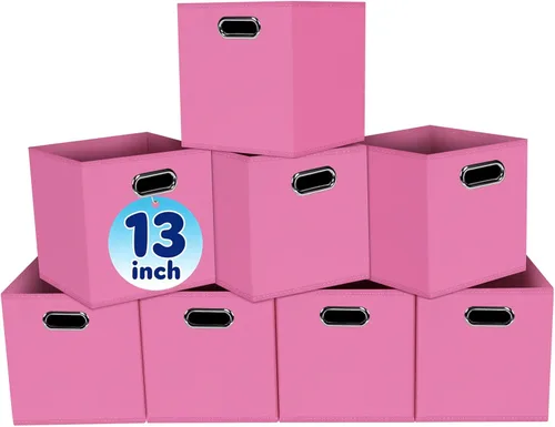 Miniatura 26 de Cubos de almacenamiento de tela – 13 x 13 x 13 pulgadas, cubos organizadores plegables con asas dobles – juego de 6, color azul
