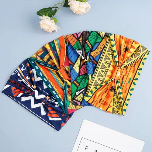 Miniatura 7 de Huachi Diademas anchas para mujer, bohemias, para entrenamiento, para el cabello, con nudos africanos, antideslizantes, turbante, deporte, yoga