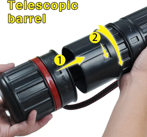Miniatura 3 de DEWEL Tubo de dibujo, estuche de arte telescópico, tubo de plástico grande de almacenamiento negro que se expande de 25 a 40 pulgadas, tubo