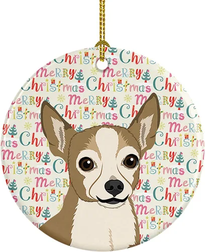 Miniatura 40 de Caroline's Treasures Bulldog Francés Azul de Navidad Adorno de Cerámica Decoraciones Colgantes para Árbol de Navidad para Hogar Navidad, Festividad