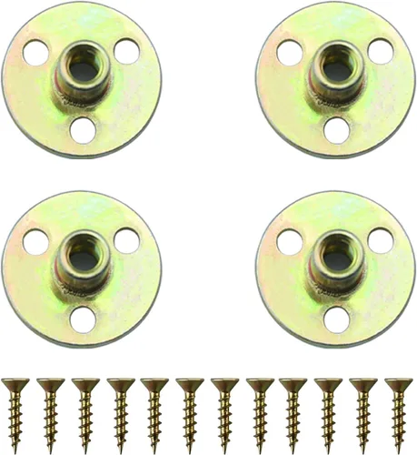 GOSCHE 4 juegos de placas de montaje para patas de muebles con pernos de suspensión, tornillos ideales para patas de muebles, silla, sofá, gabinete,