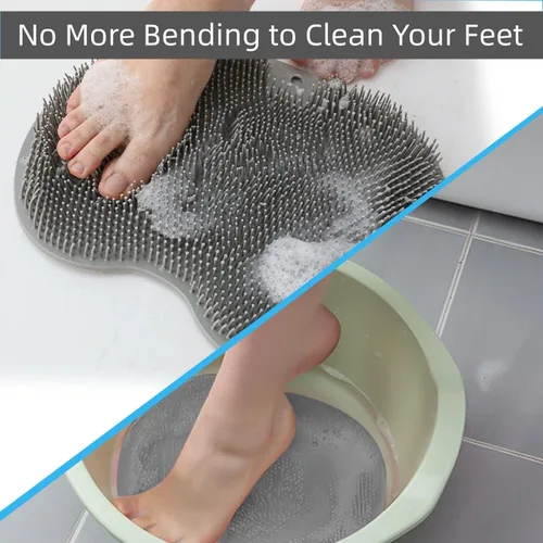 Miniatura 7 de YVPSI Limpiador de pies y espalda para ducha, almohadilla de masaje montada en la pared, cepillo de masaje de baño de silicona con ventosas para Azul