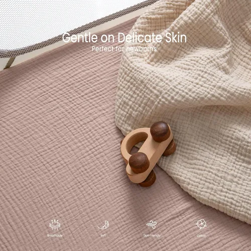 Miniatura 94 de lulumoon Sábanas de muselina para moisés para bebé: sábanas ajustables suaves para moisés de cabecera para niños y niñas Oliva y Crema