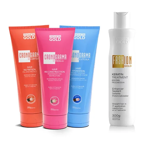 FASHION GOLD Cronograma Capilar, VIRAL 3-SEGUND HAIR FIX, mascarilla capilar para cabello dañado, tratamiento para cabello Seco y Maltratado,