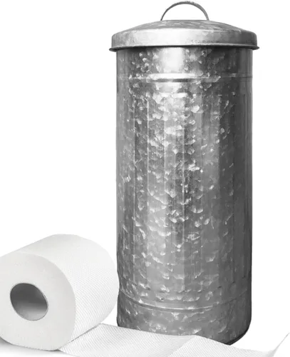 Autumn Alley Farmhouse - Soporte organizador de papel higiénico de metal galvanizado con tapa, se adapta a 3 megarrollos, soporte de almacenamiento