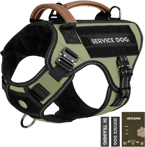 Miniatura 11 de Chaleco para perro de servicio - HEYCAHVA Arnés táctico para perro con hebillas metálicas completas para perros grandes y medianos, chaleco Negro