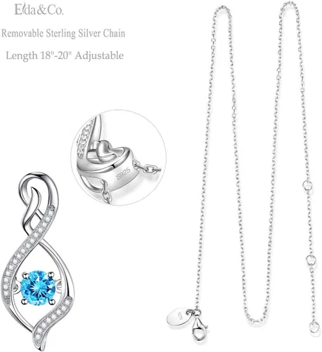 Miniatura 3 de Regalos de cumpleaños para mujeres, collar de amor infinito para esposa, mamá, piedras de nacimiento de septiembre, ópalo de zafiro azul, rosa
