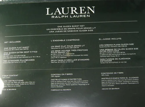Miniatura 3 de Lauren Ralph Lauren Queen Cadet Blue Dunham - Juego de sábanas de satén