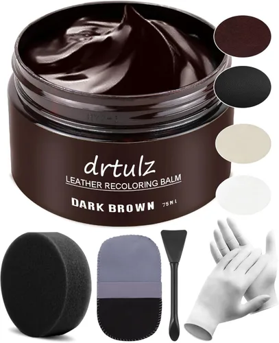 Bálsamo recolorante de cuero marrón oscuro, kit de reparación de cuero para muebles, removedor de arañazos de cuero, restaurador de color de cuero