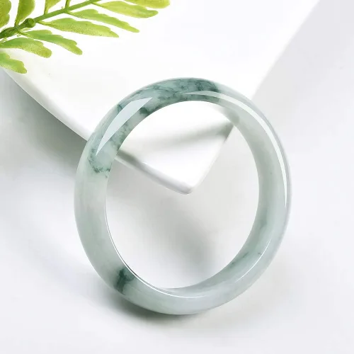 Miniatura 4 de HSUMING Pulsera de jade chino con flores flotantes verdes de piedra natural para mujer, A0001