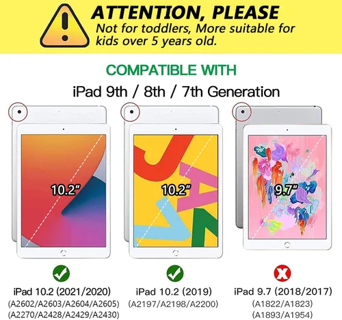 Miniatura 2 de Grifobes - Funda para iPad de 9.ª generación, para iPad de 8.ª/7.ª generación 2021/2020/2019, funda protectora resistente de 10.2" con soporte