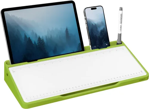 Miniatura 11 de LOUKIN Pizarra blanca de escritorio de vidrio, pizarra de escritorio de borrado en seco de 15.3 x 5.6 pulgadas con superficie punteada y graduada