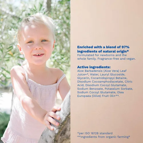Miniatura 8 de Mustela Gel limpiador orgánico certificado – Gel de lavado natural para cabello y cuerpo con aceite de oliva y aloe vera – para bebés, niños