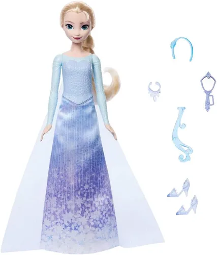 Miniatura 5 de Mattel Disney Frozen Elsa - Juego de muñecas de moda, gira y revela con 11 sorpresas, incluyendo 5 accesorios, 5 calcomanías y escena de juego