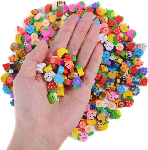 Miniatura 3 de 300 piezas de borradores de colección de frutas de animales para niños, borradores pequeños a granel para recompensas de tareas en el aula