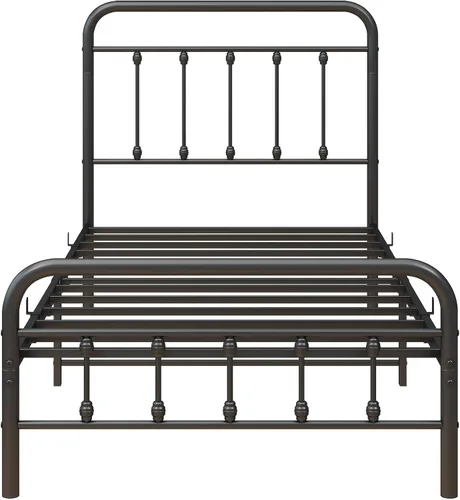 Miniatura 4 de Majnesvon Base de cama de plataforma de metal, base de cama de metal con cabecera y estribo, base de colchón, no necesita somier, fácil montaje