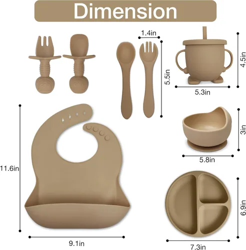 Miniatura 4 de Juego de 10 piezas de alimentación para bebés El juego de utensilios de destete LED para bebés incluye cuenco de succión y plato, cuchara