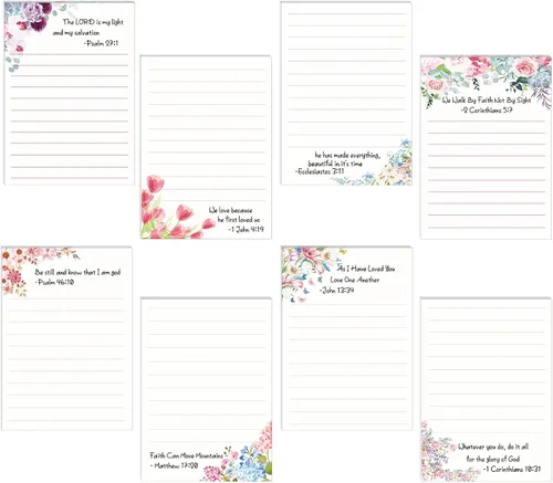 Miniatura 8 de 8 Pack Christian Sticky Notes Samll Scripture Inspirational Memo Pads Floral Design Adhesive Religious Bible Verse Quotes Notepads for Writing Diary
