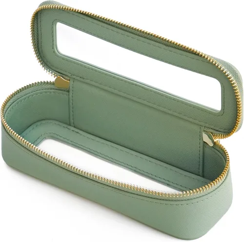 Miniatura 60 de Bolsa de maquillaje transparente Popvibe, estuche de cosméticos de viaje con cremallera, bolsa de aseo transparente con cremallera, organizador Malva