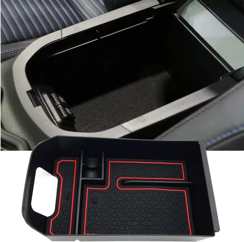 Compatible con Toyota RAV4 2019 2020 2021 2022 2023 2024 2025 y RAV4 Prime 2021-2025 Accesorios Bandeja organizadora de consola central, caja de Rojo