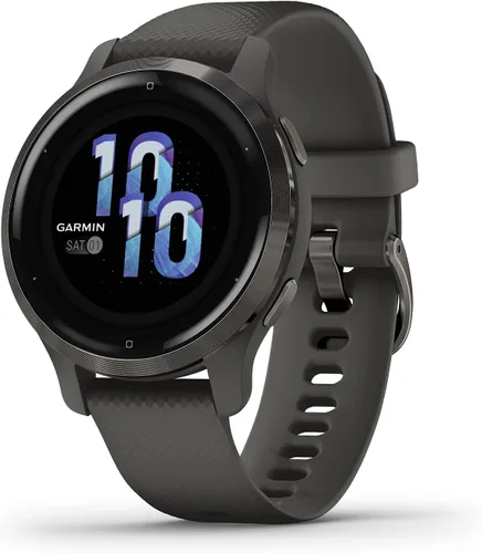 Miniatura 9 de Garmin 010-02430-00 Venu 2, reloj inteligente GPS, monitoreo avanzado de salud, características de fitness, bisel plateado con funda color granito