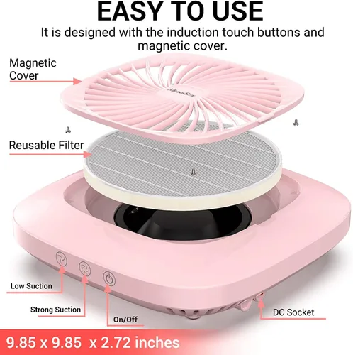 Miniatura 4 de MelodySusie Colector profesional de polvo de uñas, ventilador de vacío de uñas SPro de 4000 RPM con 2 modos de succión y filtro reutilizable como