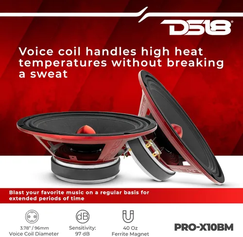 Miniatura 2 de Altavoz DS18 PRO de rango medio, cúpula en compresión de aluminio roja, altavoces de puerta de audio de alta calidad para auto o camión sistema