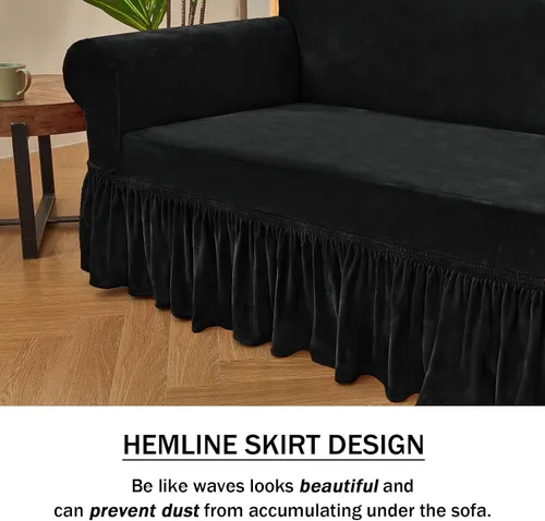 Miniatura 3 de NICEEC Funda para Sillón Súper Suave de 1 Pieza Negro Funda Elástica Universal de Spandex Fundas para Sofá para Sala de Estar Fácil Ajuste Lavable