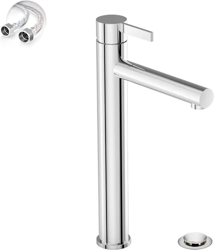 Miniatura 14 de Phiestina FH01-BN-V - Grifo de lavabo de baño de níquel cepillado de un solo agujero, grifo de baño moderno de una sola manija, con drenaje