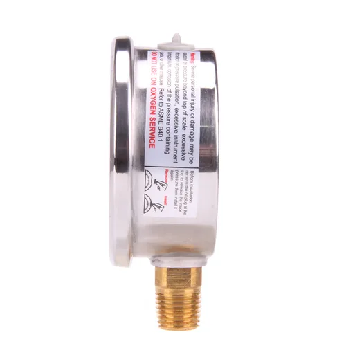 Miniatura 4 de MEASUREMAN - Manómetro de presión 1/4 NPT, manómetro de presión lleno de glicerina 0-100psi/kPa con esfera de 2.5 pulgadas y caja de acero